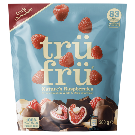 Tru Fru Raspberries with White & Dark Chocolate, 200 g