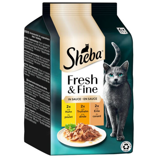 Sheba Fresh & Fine in Sauce mit Huhn, Pute und Ente 6 x 50g