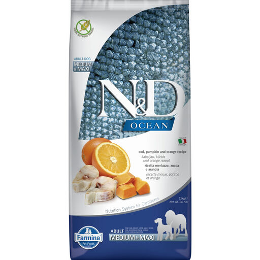 Farmina N&D Ocean Cod with Pumpkin and orange recipe Adult dog Medi/Maxi 12 kg