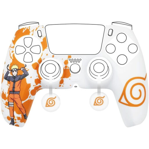 KONIX Naruto Shippuden Coque de protection pour manette PS5 DualSense - Design Konoha et Naruto - Blanc