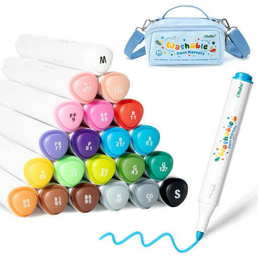 Ohuhu 24 Colours Acrylic Washable Markers for Kids