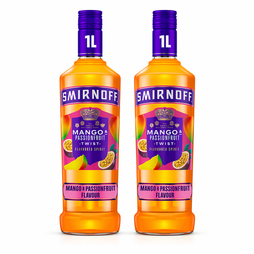 Pack of 2 Smirnoff Mango and Passionfruit Twist Vodka-Based Flavoured Spirit Drink 1L