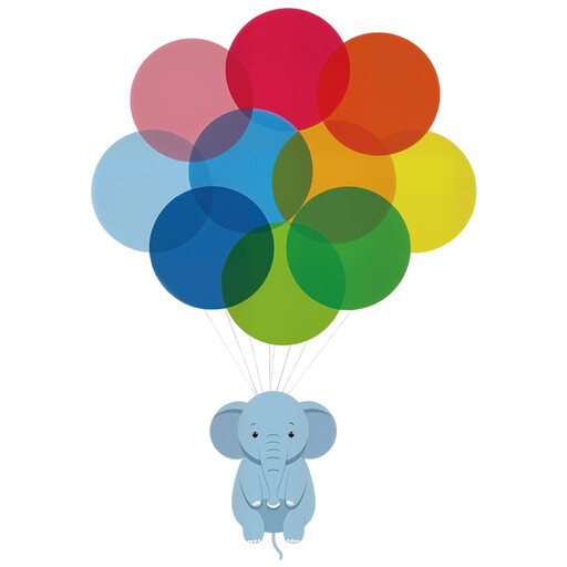 Sticker mural pour chambre d'enfant, thème bleu, éléphant de dessin animé