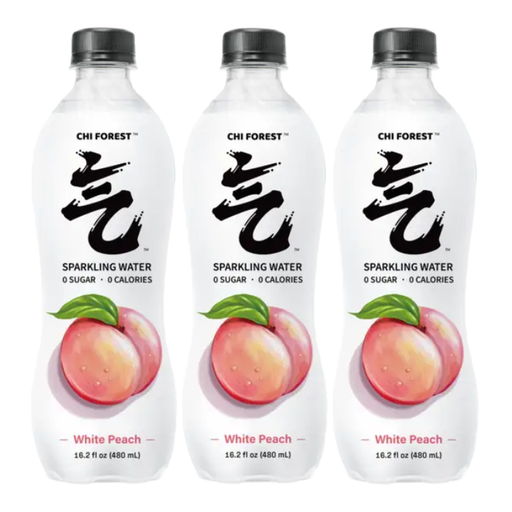 Chi Forest White Peach Sparkling Water, three 480 ml bottles