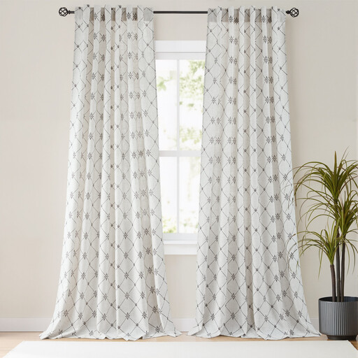 PONY DANCE Linen Curtains Linen Blend Starburst? Diamond Printed