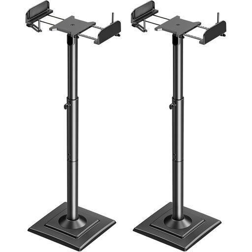 Universal Speaker Stand, Height Adjustable, Speaker Stand with Extendable Support Plate and Internal Cable Duct for Shelf Speakers, 5 kg Load Capacity, 1 Pair