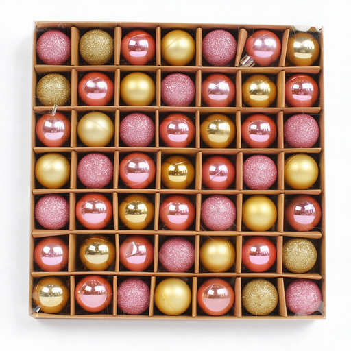49Pcs Golden and Pink Christmas Ball Ornaments