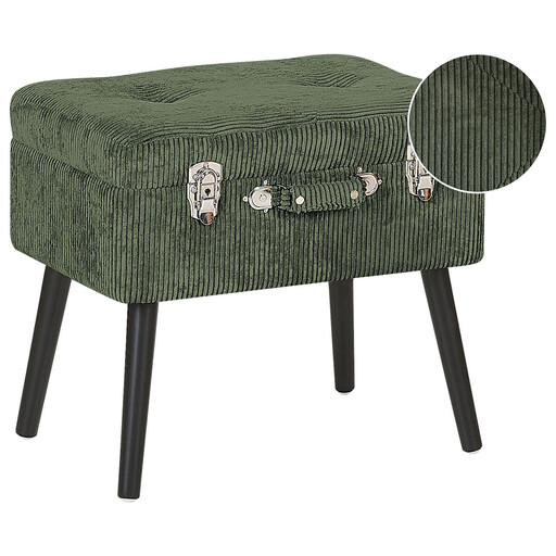 Beliani Corduroy Storage Stool Green MALLARD