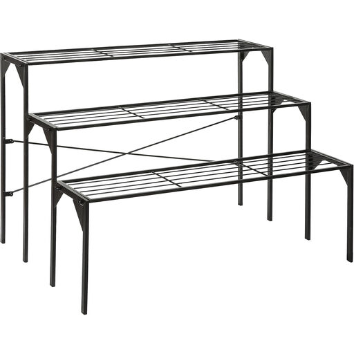 MyGift Modern 3-Tier Black Metal Plant Stand