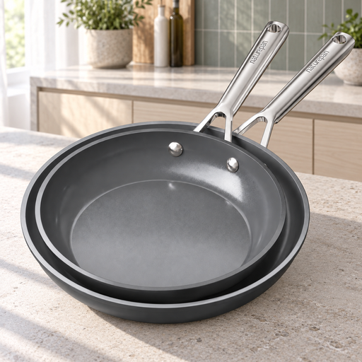 Naturepan Frying Pan Set Ceramic Coated Aluminium Non Stick Induction Compatible 24 28 cm Grey 2 Piece Set