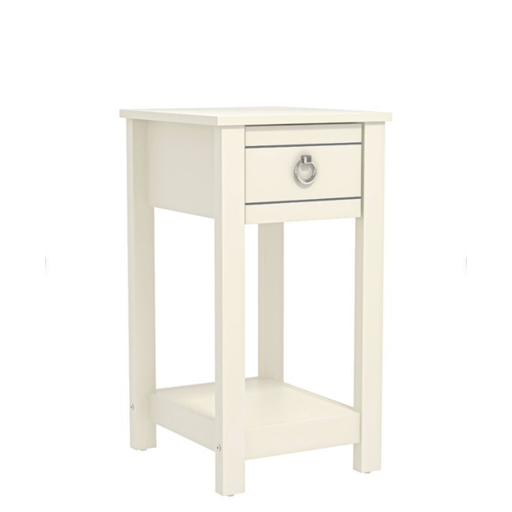 Galano Single-Drawer Bedside Table, 32x35x59.5 cm, Off-White Bedroom Furniture