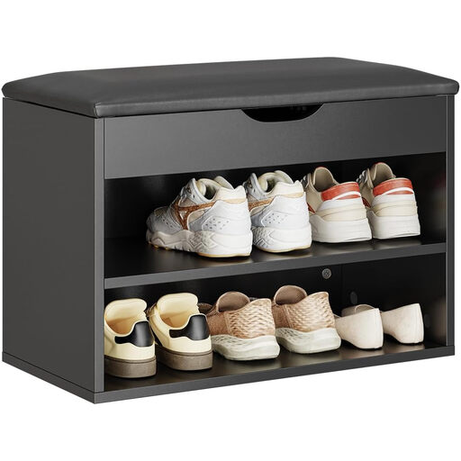 SoBuy 3-in-1 Shoe Bench Black