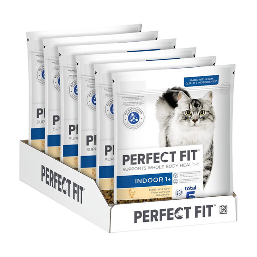 Perfect Fit Indoor Adult Dry Food for Adult Cats From 1 Year - Chicken, 750g (6 Bags)