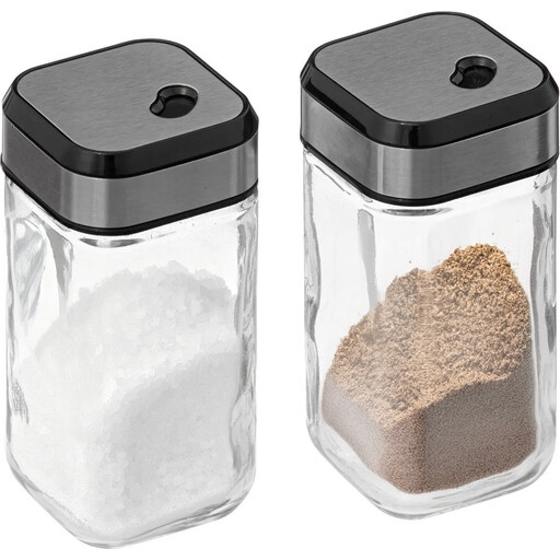 5five Glass Salt and Pepper Pot Set with Bamboo Holder