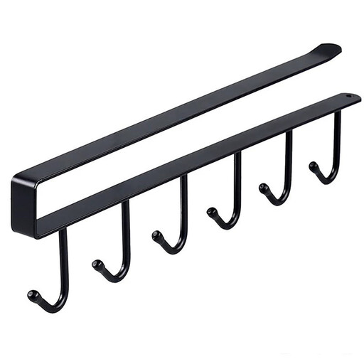 Mug Hanger Rack, Under Shelf Storage Hooks Organizer Hanging Holder for Cabinet Pantry Kitchen Cupboard Desk Counter Bookshelf Organization Black