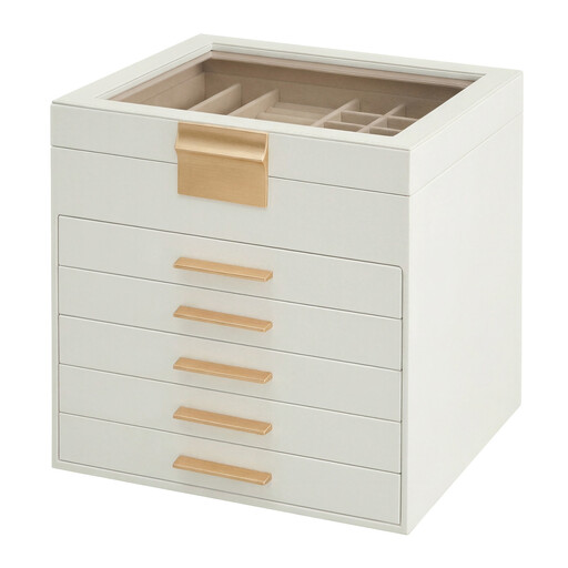 Ochama Jewelry Organizer with 5 Drawers in White and Gold