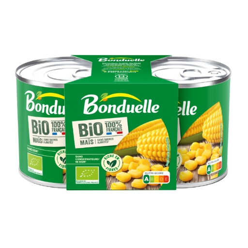 Bonduelle organic sweetcorn, two 140 g tins