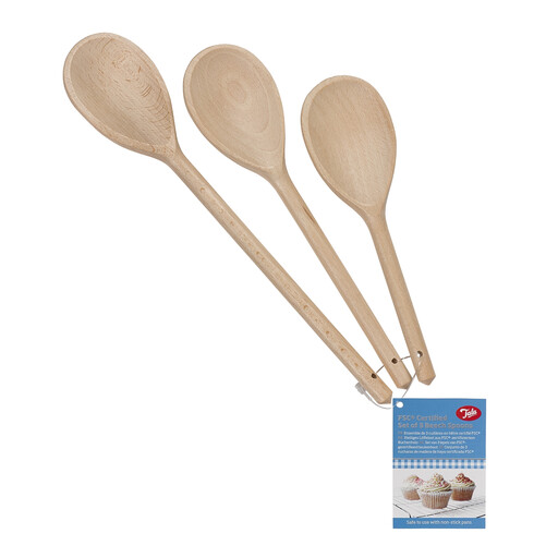 Tala Wooden Spoon Set, FSC Beechwood, Cooking and Baking Need and Perfect for use with Non-Stick Bakeware
