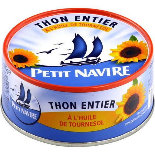 Petit Navire whole tuna in sunflower oil, 160 g