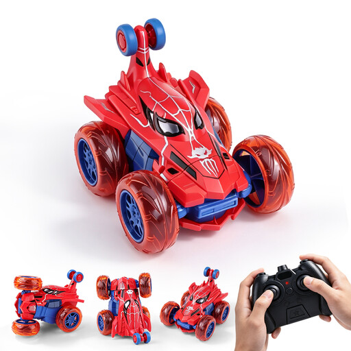 Spider RC Car Toy, Cool Rechargeable 4WD Stunt Remote Control Car