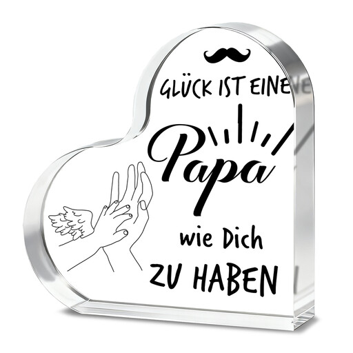 Kristallherz mit Gravur "Glück ist einen Papa wie dich zu haben"