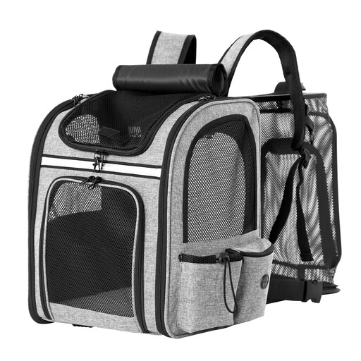 Sac à dos de transport pliable et extensible pour animaux avec fenêtres en maille