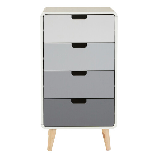 Interiors by Premier Drawer Chest Milo 4 Drawers in a grey, white, and natural wood finish