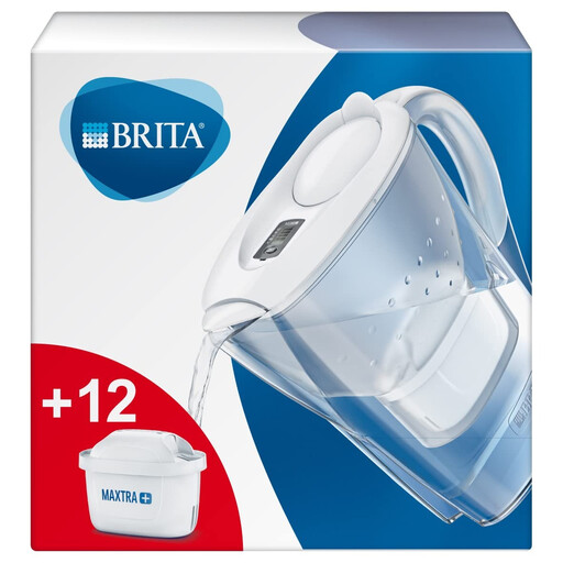Carafe filtrante BRITA Marella bleue avec un pack de 12 cartouches