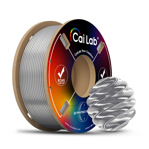 CAILAB PLA Silk 3D Printer Filament, Single Colour - Silver