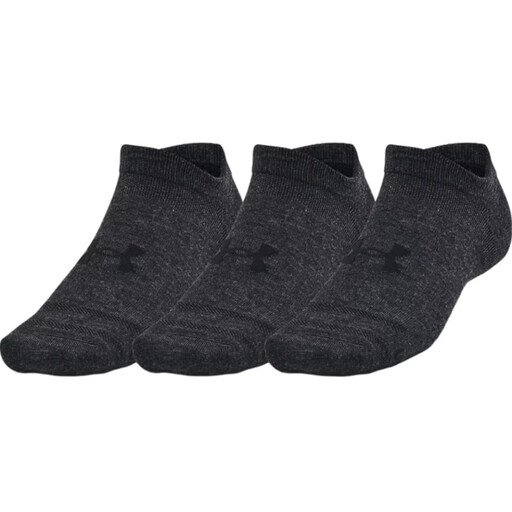 Under Armour Essential No Show 3-Pack Socks in Black
