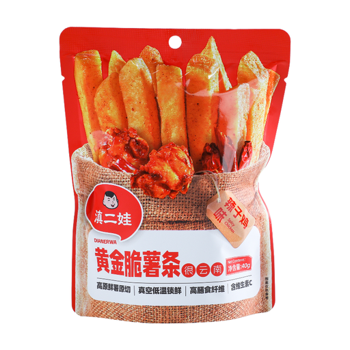 Dianerwa Golden Crispy Potato Sticks (Spicy Chicken Flavor), 40g