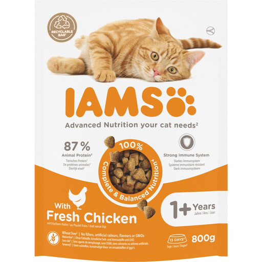 Iams Vitality Adult Cat Food with Fresh Chicken 800g
