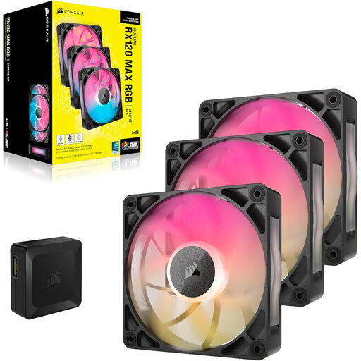 Corsair iCUE LINK RX120 MAX RGB 12cm Computer Case Fan Black 3-Pack