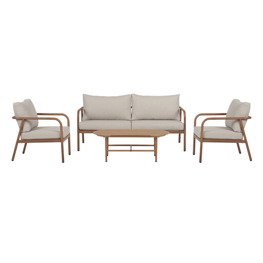 ENVY 4-piece Garden Sofa Lounge Set with Cushions Included, Dust Nature,Teak
