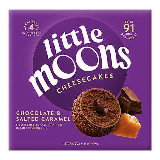 Little Moons Chocolate & Salted Caramel Cheesecake mochi ice, four 30 g pieces