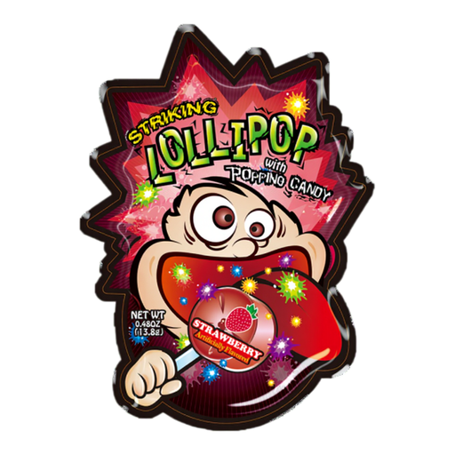 striking Lollipop with Popping Candy - Strawberry