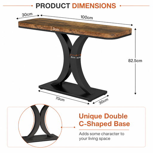 LANTINE Console Table, Industrial Hallway Table for Entrance Area