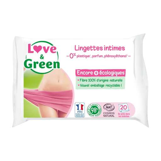 LOVE&GREEN Unscented Soothing Intimate Wipes 20 Count