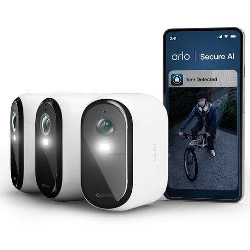 Arlo VMC3380-100EUS WiFi Essential 3 2K Outdoor Security Camera, 3-Camera Kit White