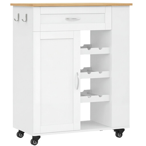 HaluPeit Kitchen Trolley with Worktop and Wine Rack