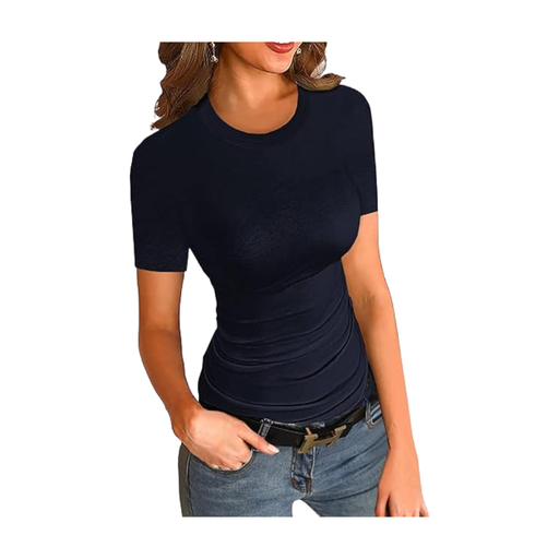 Women's Crewneck Short Sleeve Ribbed T-Shirt