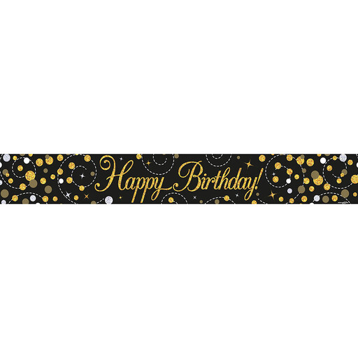 Black & Gold Happy Birthday Banner