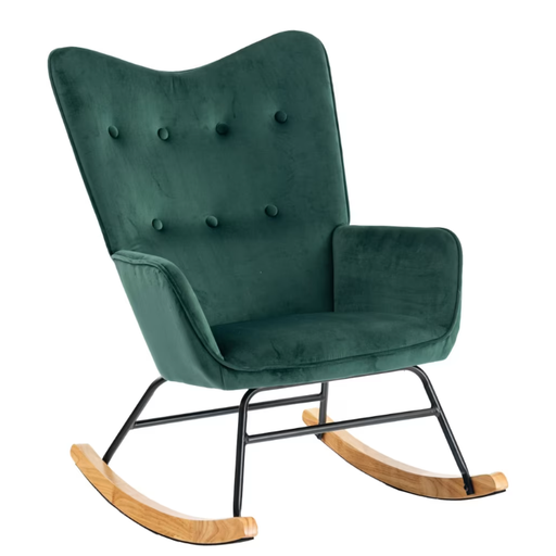 Urban Meuble Velvet Rocking Chair Green