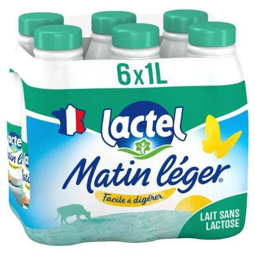 MATIN LÉGER lactose-free skimmed milk multipack, 6 × 1 L