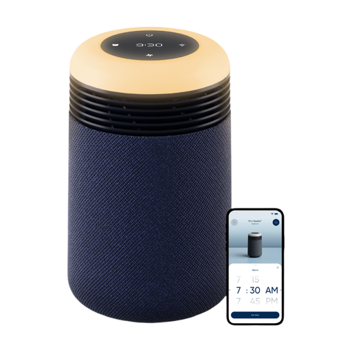 BLUEAIR Mini Restful Air Purifier Sunrise Clock HEPASilent Filtration Wake Up Light Dark Blue