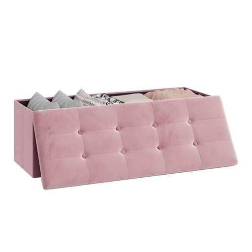 Woltu Foldable Storage Bench in Pink