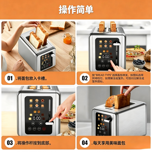 WHALL Touch Screen Toaster 2 Slice