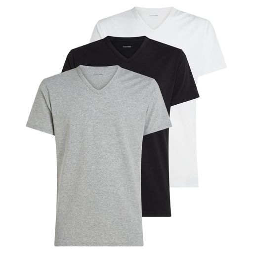 Calvin Klein Men's 3-Pack T-Shirts Short Sleeve V-Neck Black White Grey Heather