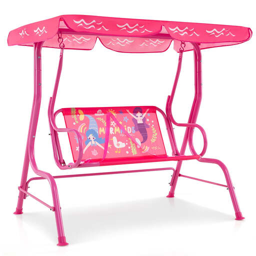 2-Seater Kids Patio Swing Chair with Adjustable Canopy