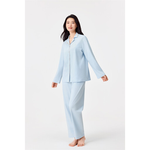 Women's Brushed Cotton Loungewear Set in Blue